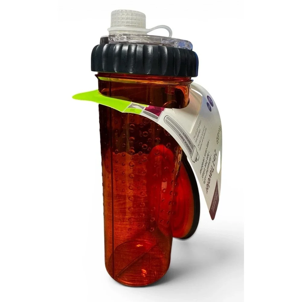 Good2Go 2-in-1 Pet Water Bottle Travel Bowl Orange 15 oz Dog Cat New